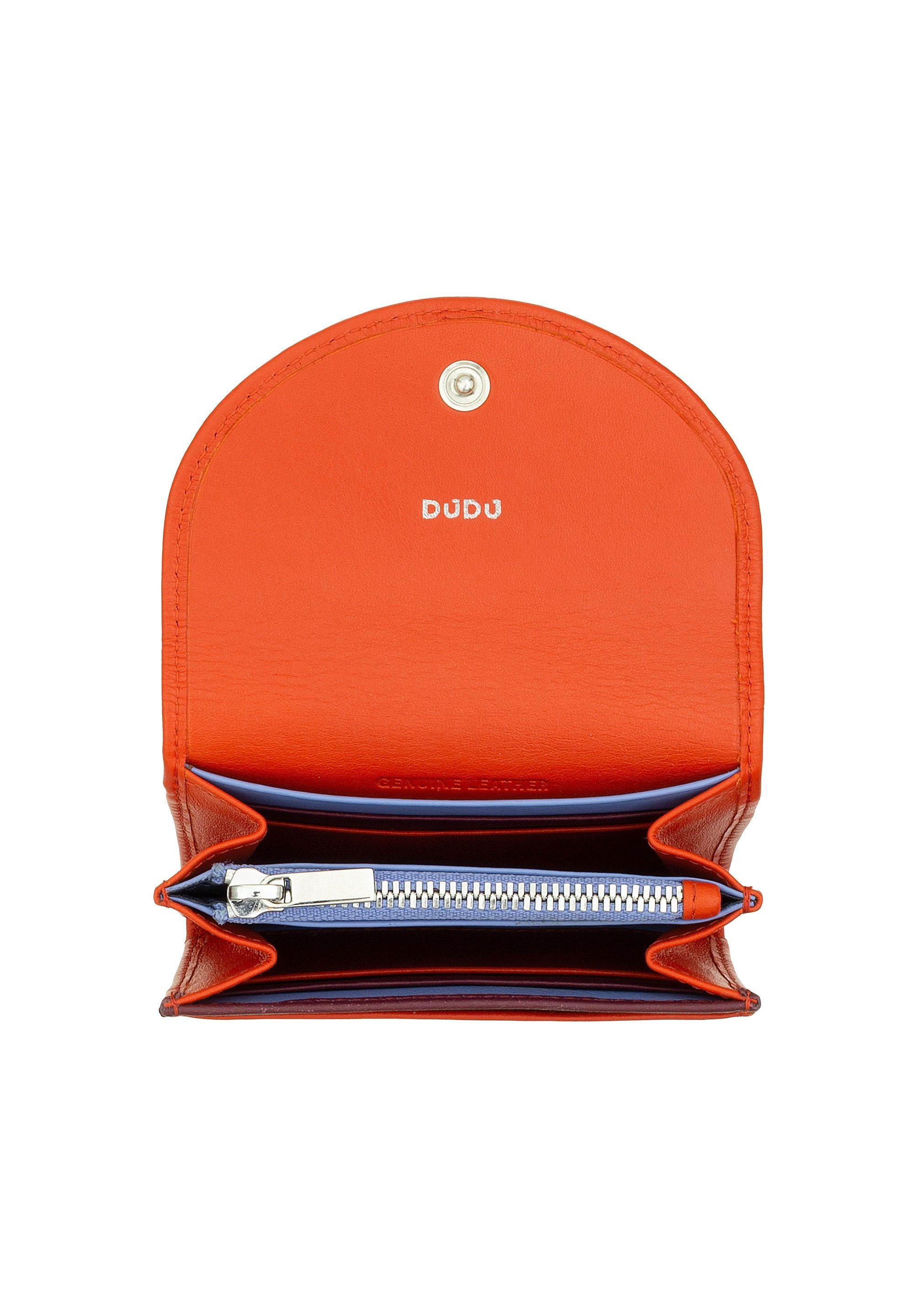 DUDU MINI IN VERA CON ZIP CHIUSURA A BOTTONE COMPATTO - Portemonnee - arancio