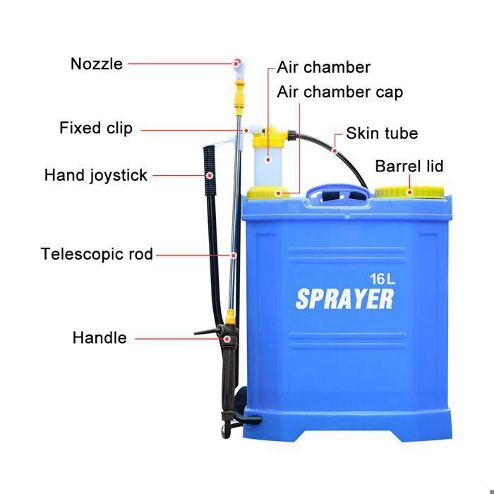 Pulverizador eléctrico a presión ERROLVES - Azul y amarillo - Pulverizador de pesticidas de una sola manguera de 16 litros