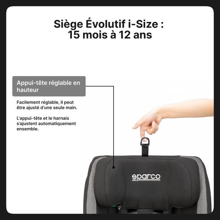 Seggiolino auto Sparco ISOFIX per bambini 76-150 cm, omologato ECE R129