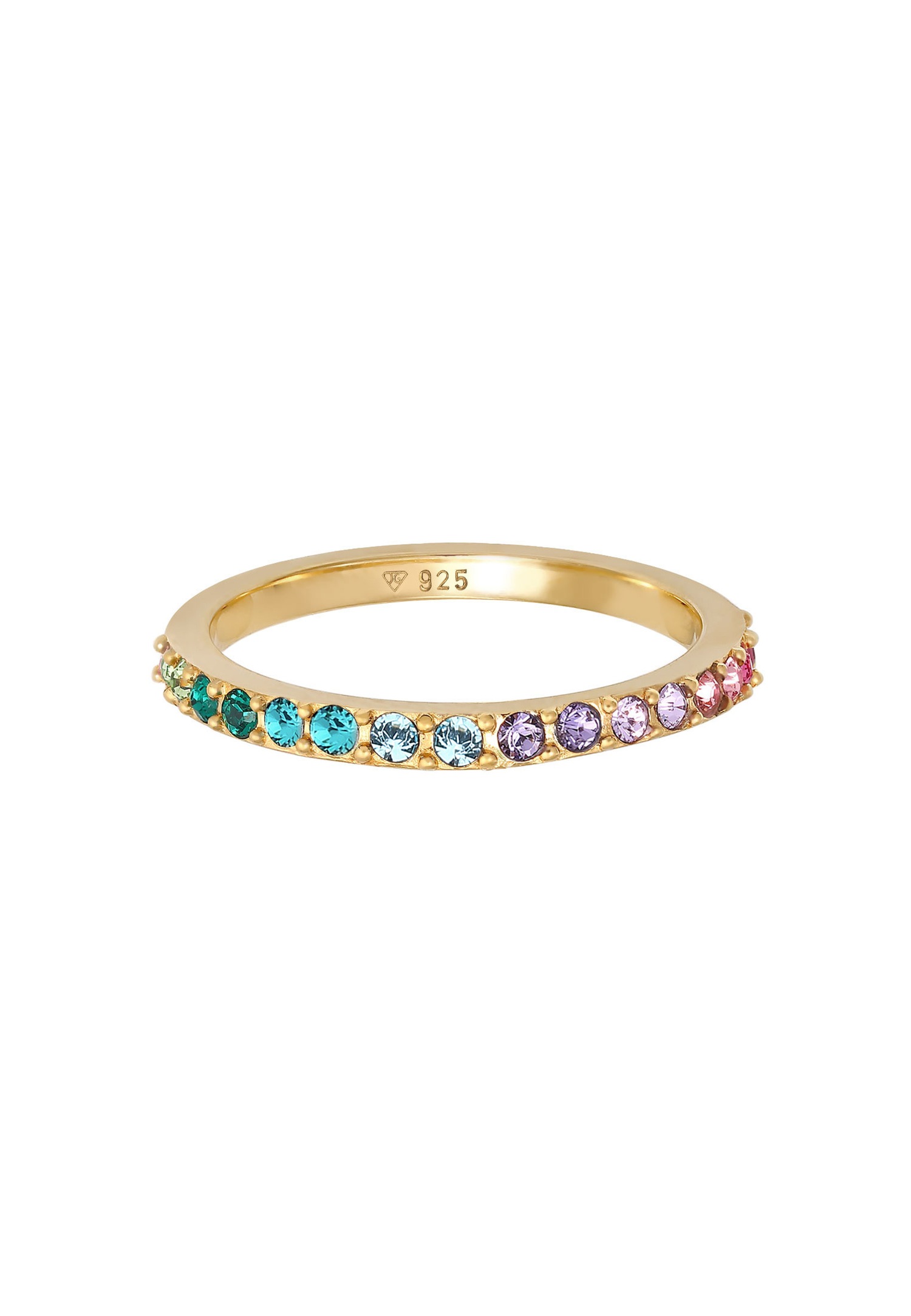 Elli Femmes Bande Arc-en-ciel Multicolore Élégant Tendance avec Cristaux en Argent Sterling 925