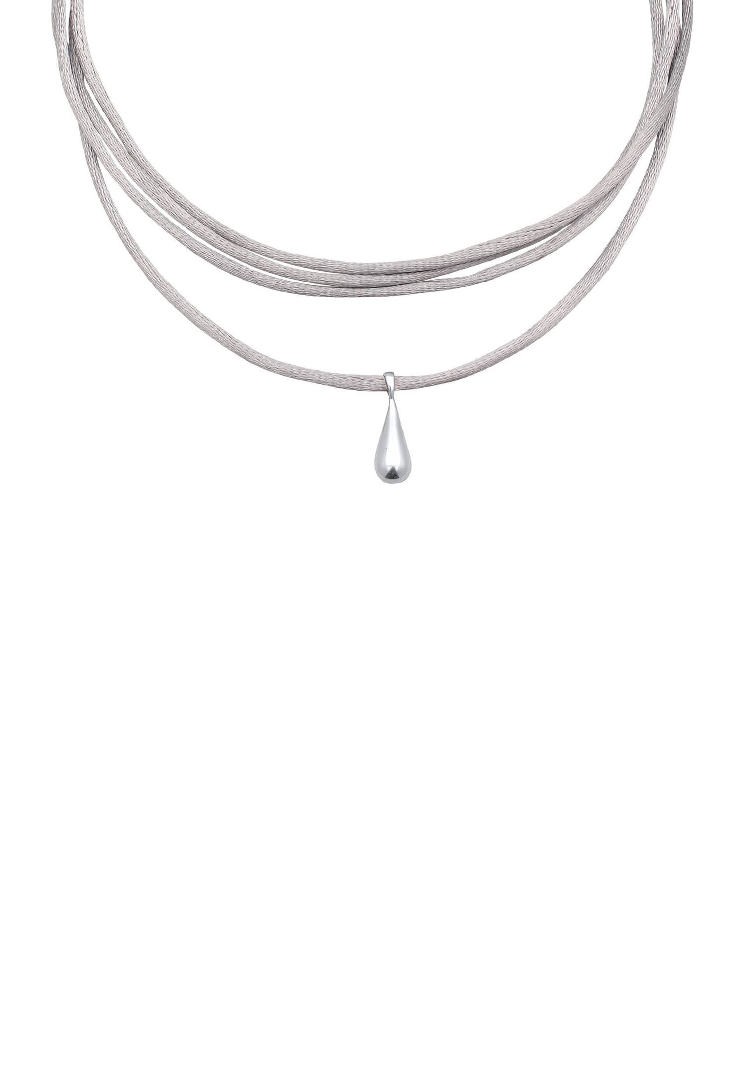 Elli Femmes Choker Goutte Pendentif avec satin gris en Argent Sterling 925