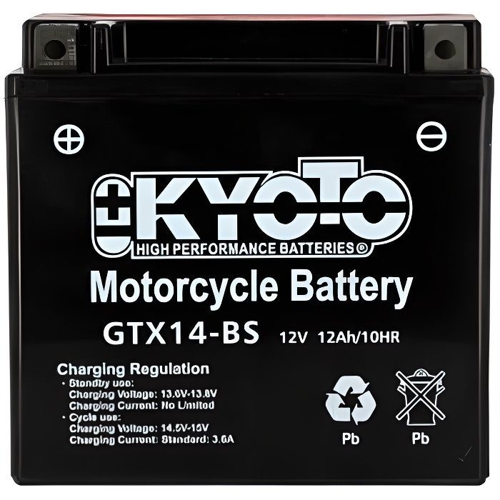 KYOTO - Batería para motocicleta - Ytx14-bs - L150mm W87mm H 147mm