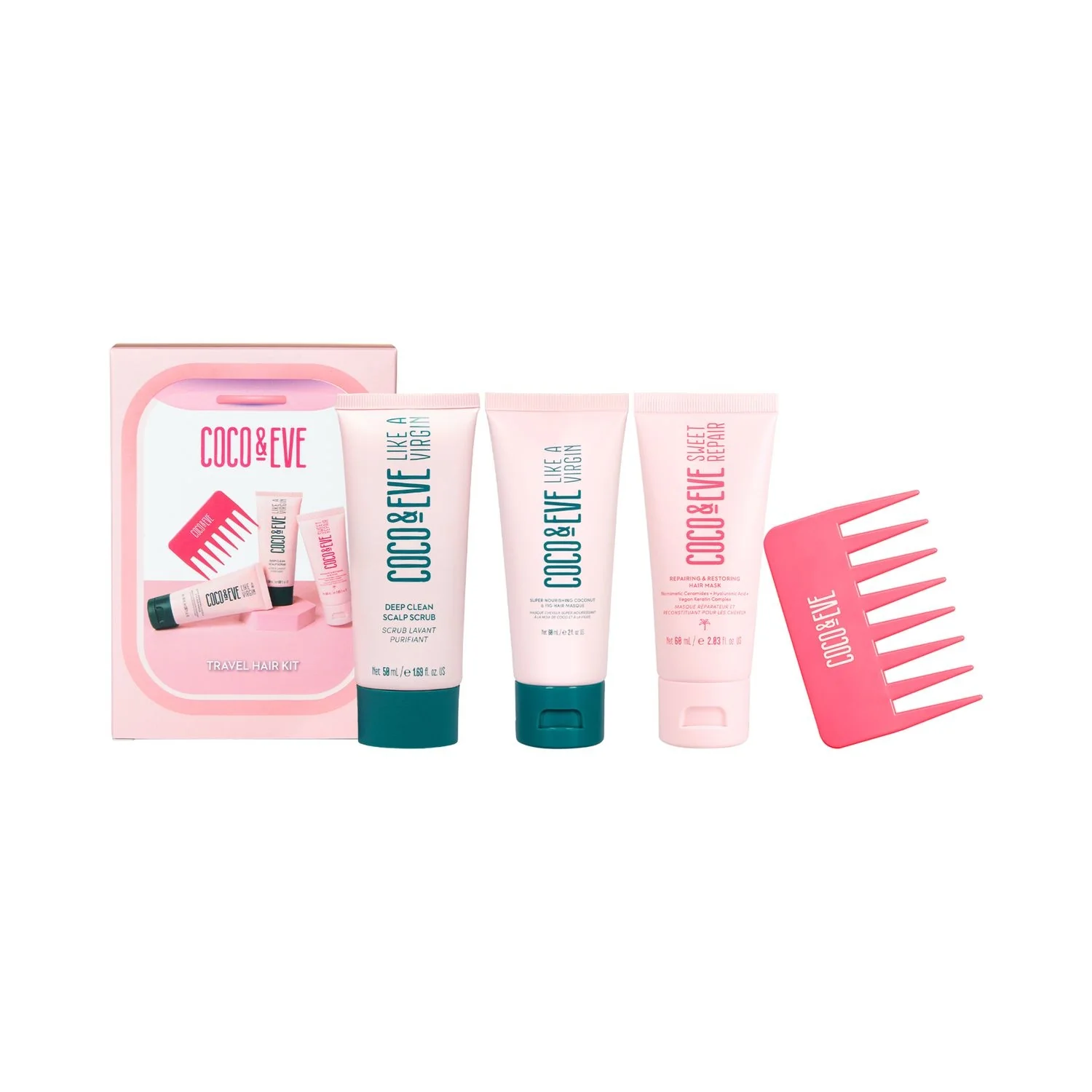 Like A Virgin Travel Hair Kit - Cofanetti per Capelli, Maschera Riparatrice Capelli, Maschera Nutriente Capelli, Scrub Capelli