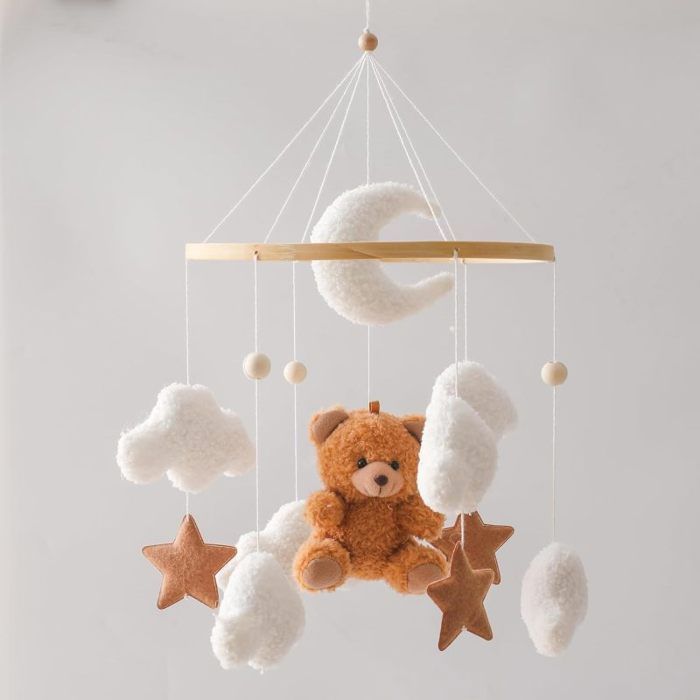 Móvil para cuna de bebé, decoración infantil con diseño de oso, regalo colgante, móvil multicolor
