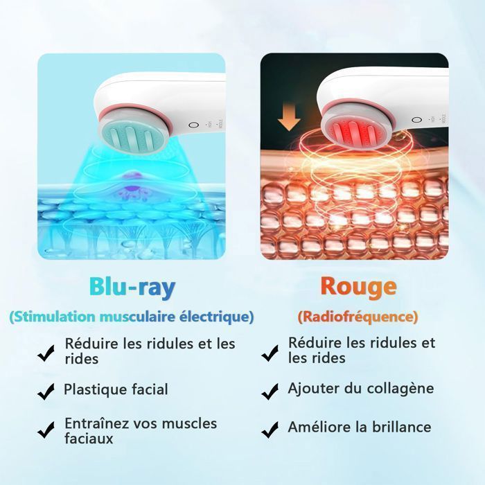 FOSMET 6-in-1 Anti-Falten-Gesichtsmassagegerät für Gesicht und Hals, multifunktionales Behandlungsgerät mit EMS, LED und RF