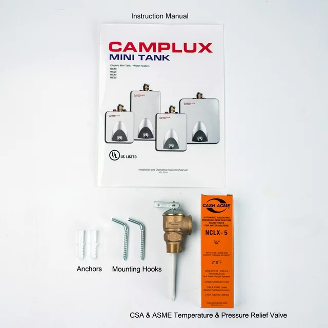 Camplux ME40N mini-waterverwarmer met snoer en stekker, 120 V