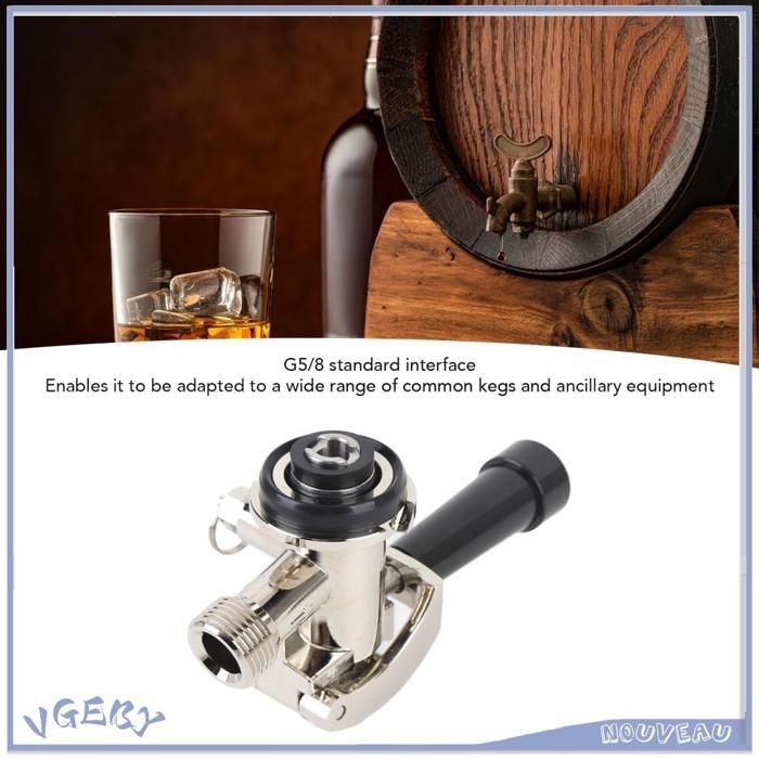 Acoplador para dispensador de cerveza, acoplador de barril de acero inoxidable, sistema de filtración eficiente para dispensador de cerveza.