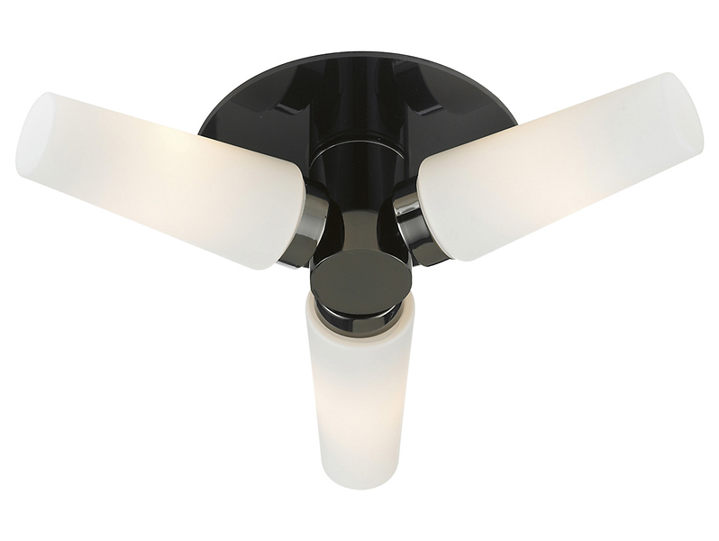 Lampa sufitowa łazienkowa Brastad 3-punktowa szklana biało-czarna
