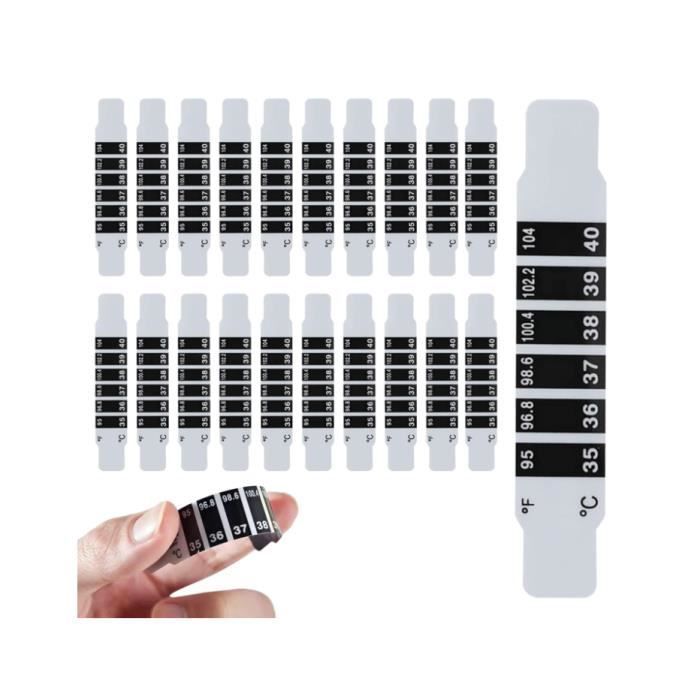 20 tiras de temperatura, tiras reutilizables para medir la fiebre en la frente con 20 manuales, tira de temperatura confiable para usar