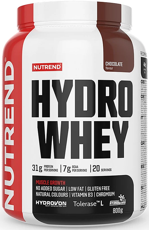 Suplemento alimentar Nutrend HYDRO WHEY, proteína de soro de leite em pó.