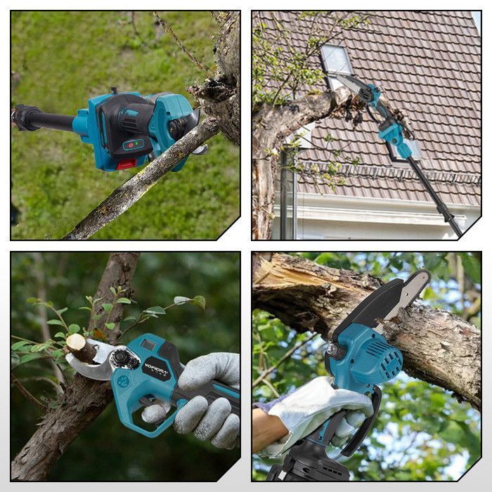 Pole Pruning Chainsaw - YOFIDRA - Yofidra - 6-inch (16 cm) Guide Bar - 2 x 1.5Ah Batteries - 3-Position Telescopic Pole