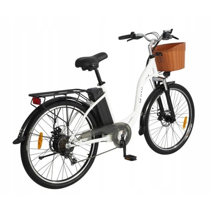 Vélo électrique - DYU - C6 - 26 pouces - Moteur 350W - Batterie 36V 12.5Ah - 70KM autonomie - Blanc