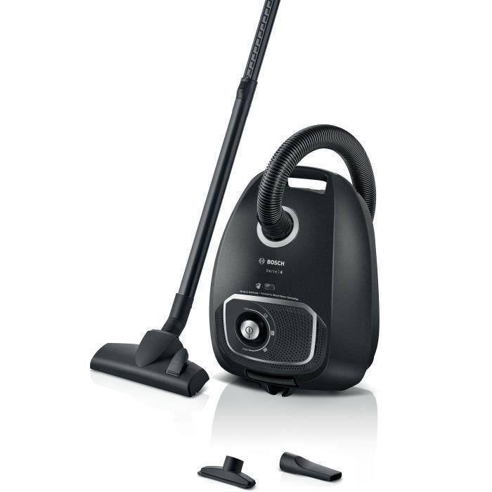 Aspiradora cilíndrica con bolsa BOSCH Serie 4 BGB41BA1 - Radio de acción de 11 m - Capacidad de la bolsa de 4 L - 75 dB - 700 W - Negra