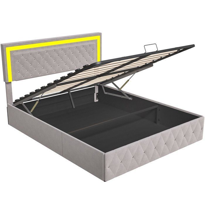 Cadre de lit,SUNFECILI,140x190 cm,tissu en velours,Beige
