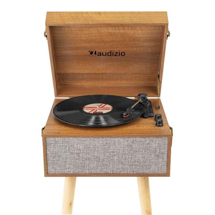 Mueble para tocadiscos Audizio Fremont - Bluetooth, diseño retro con patas extraíbles, altavoces estéreo