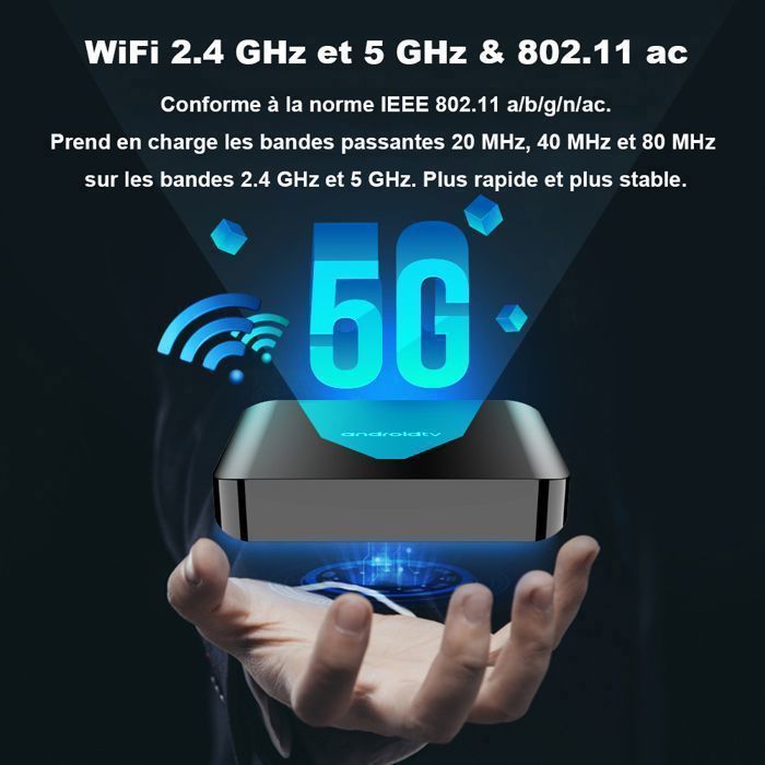 Boîte TV Android TV98 Plus, OUTUOTWQ Android 14 TV Box 2Go RAM 16Go ROM WiFi 2.4G/5G HDR10+ Vidéo 4K Compatible Netflix YouTube