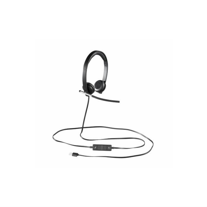 Fone de ouvido com fio Logitech H650E com USB e microfone estéreo - Preto
