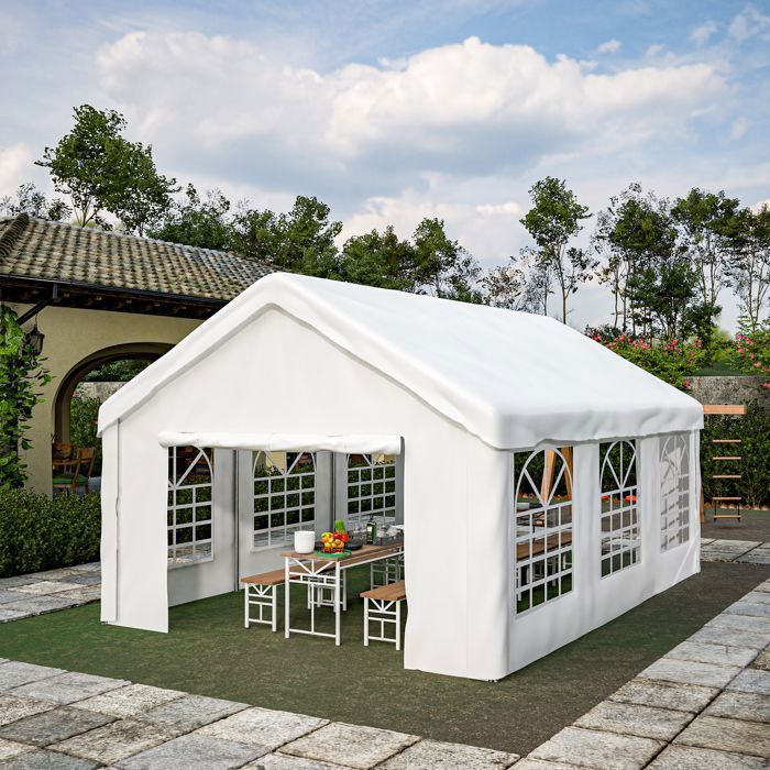 Garaje plegable para coche de 4x6 m con doble puerta, techo y paredes desmontables, reforzado e impermeable - 4x6 m