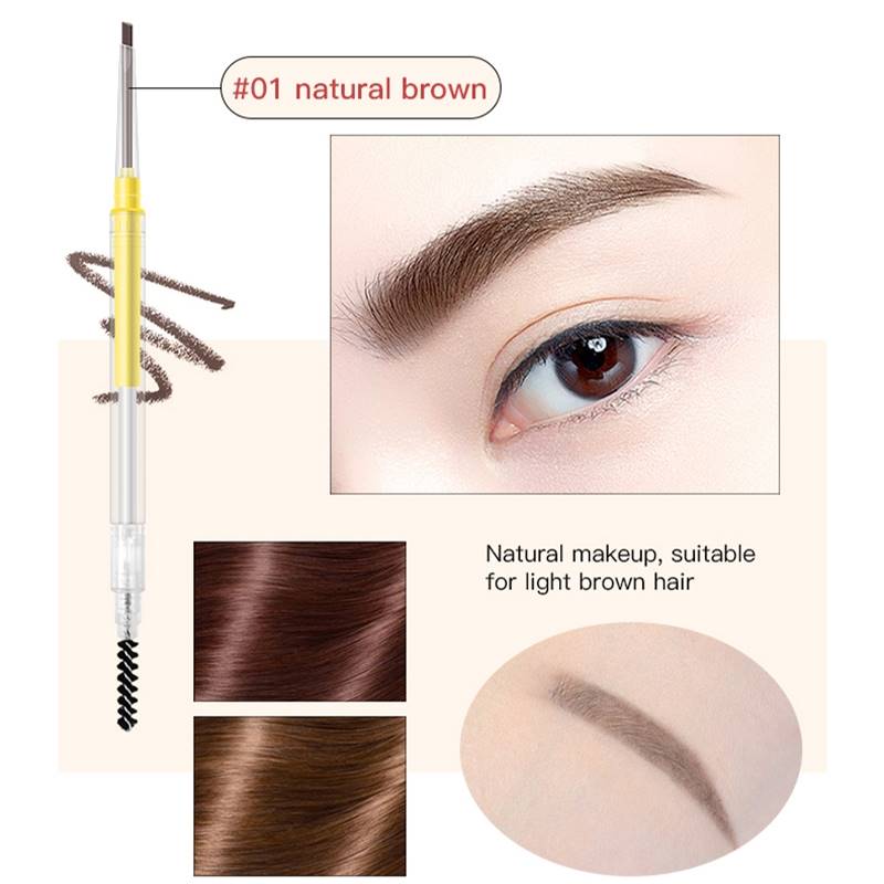 Double Head Eyebrow Pencil Long Lasting Natural Waterproof Eye Brow Tint Transparent Tube Triangle Eyebrow Pen Cosmetics TSLM1