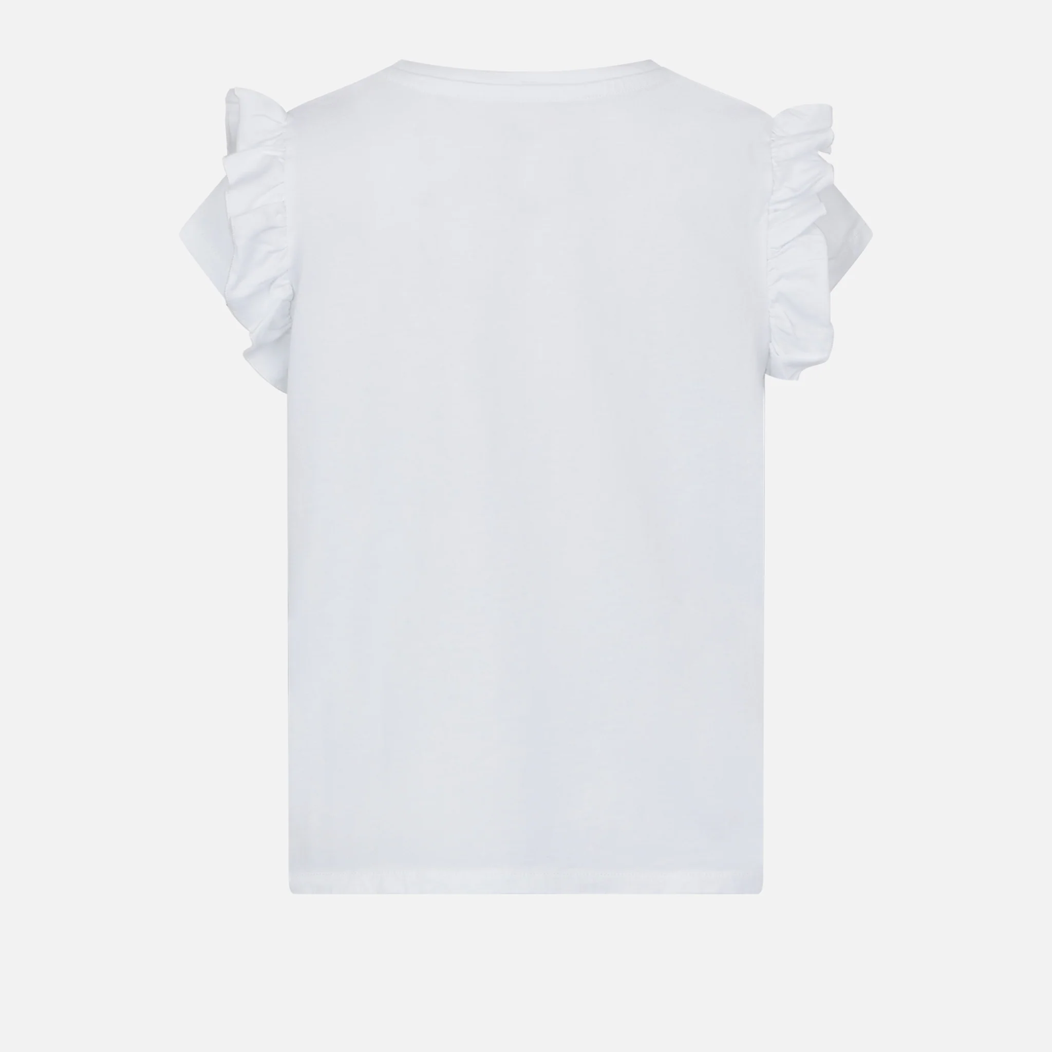 Katoenen T-shirt voor meisjes met ruches en borduurwerk.