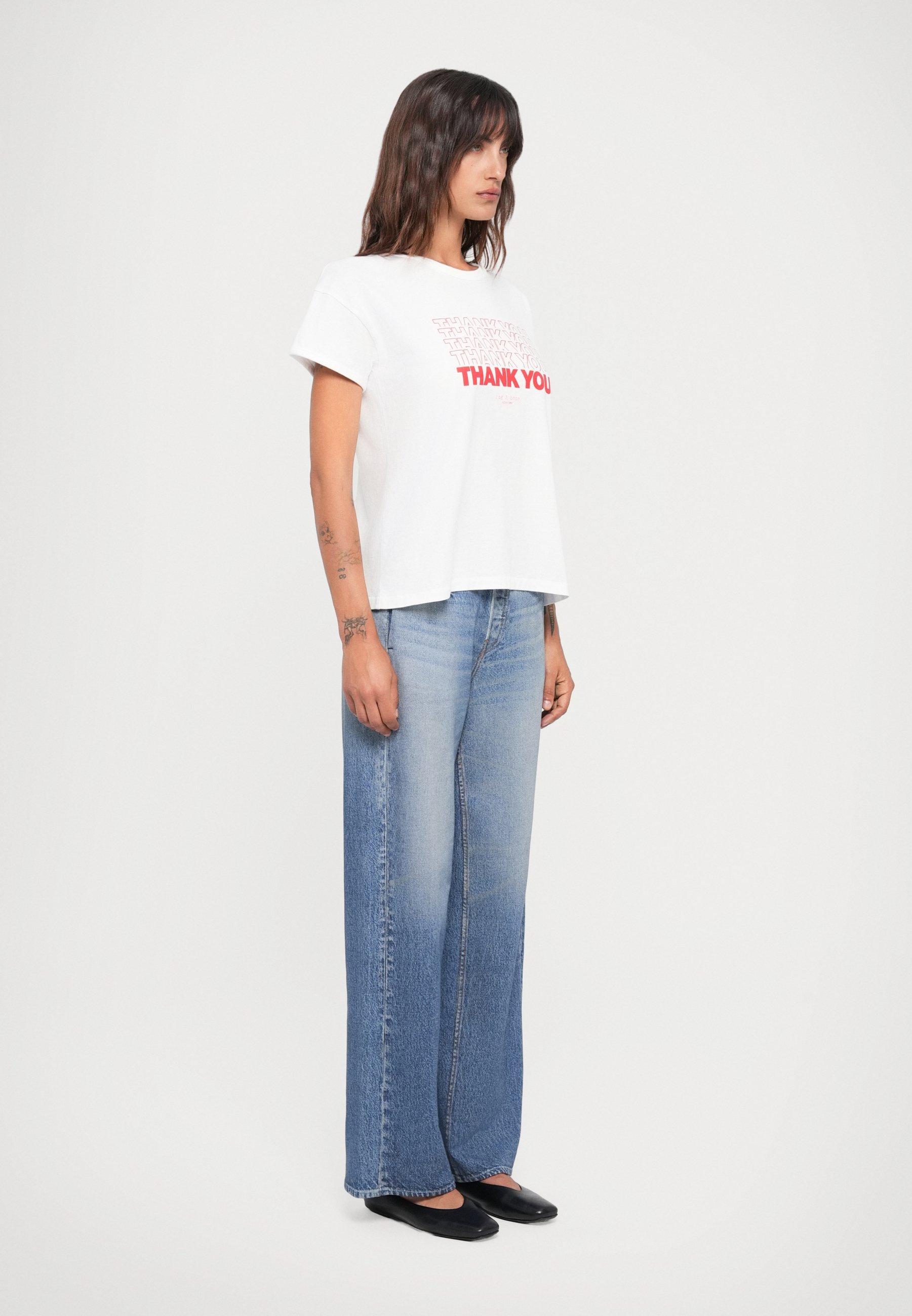 rag & bone THANK YOU BOXY TEE - Printitud T-särk - valge
