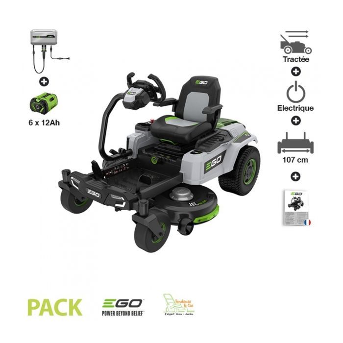 Zturn ZT4201ES electric ride-on mower, up to 10,000m² on a single charge with 6 x 12Ah batteries