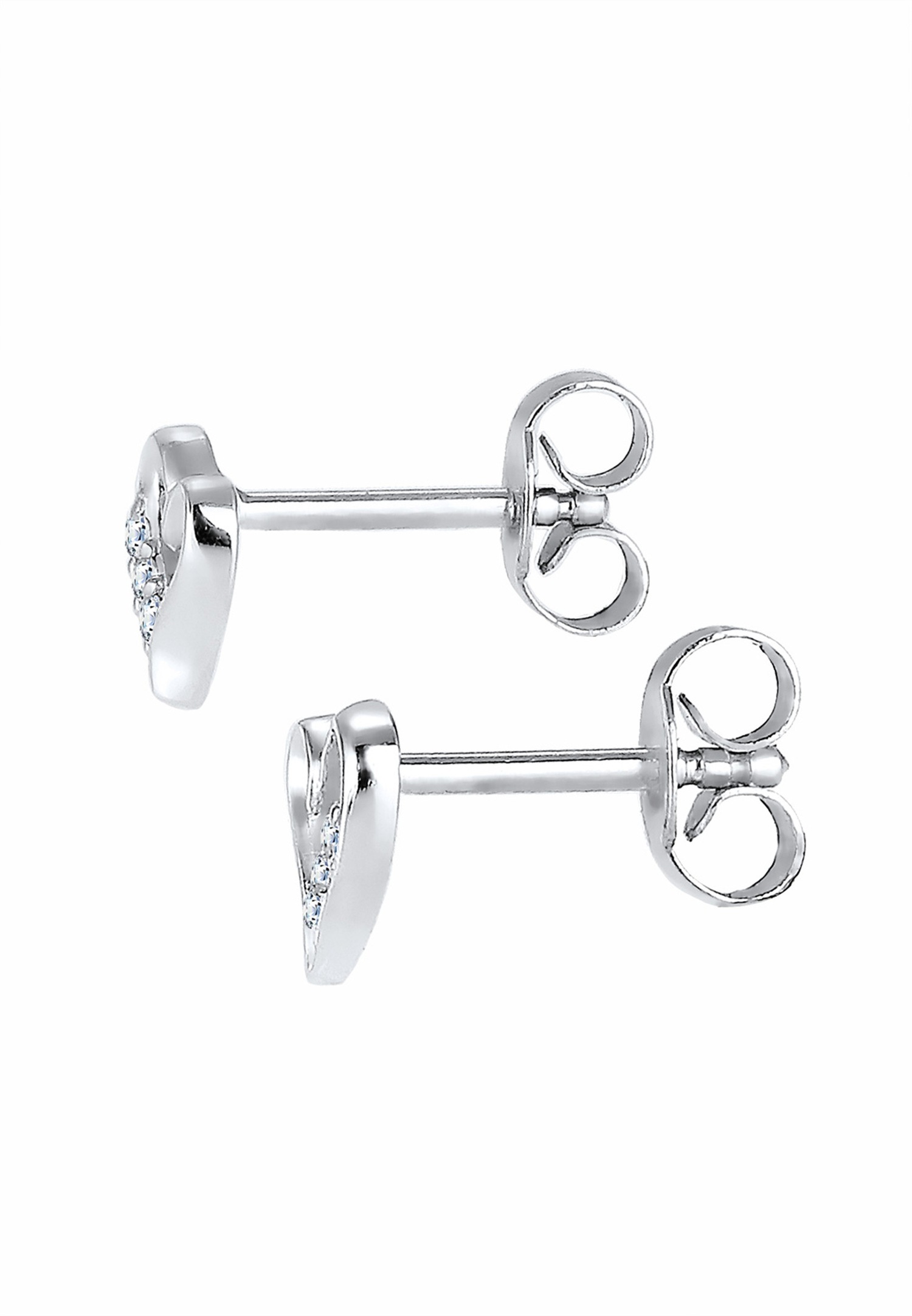 Elli DIAMONDS Femmes Clous d'oreilles Motif Coeur Élégant avec Diamant (0.06 ct.) en Argent Sterling 925
