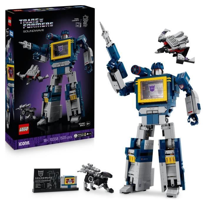 LEGO Icons 10358 Transformers Soundwave - Set di costruzioni per adulti - Kit di modellismo