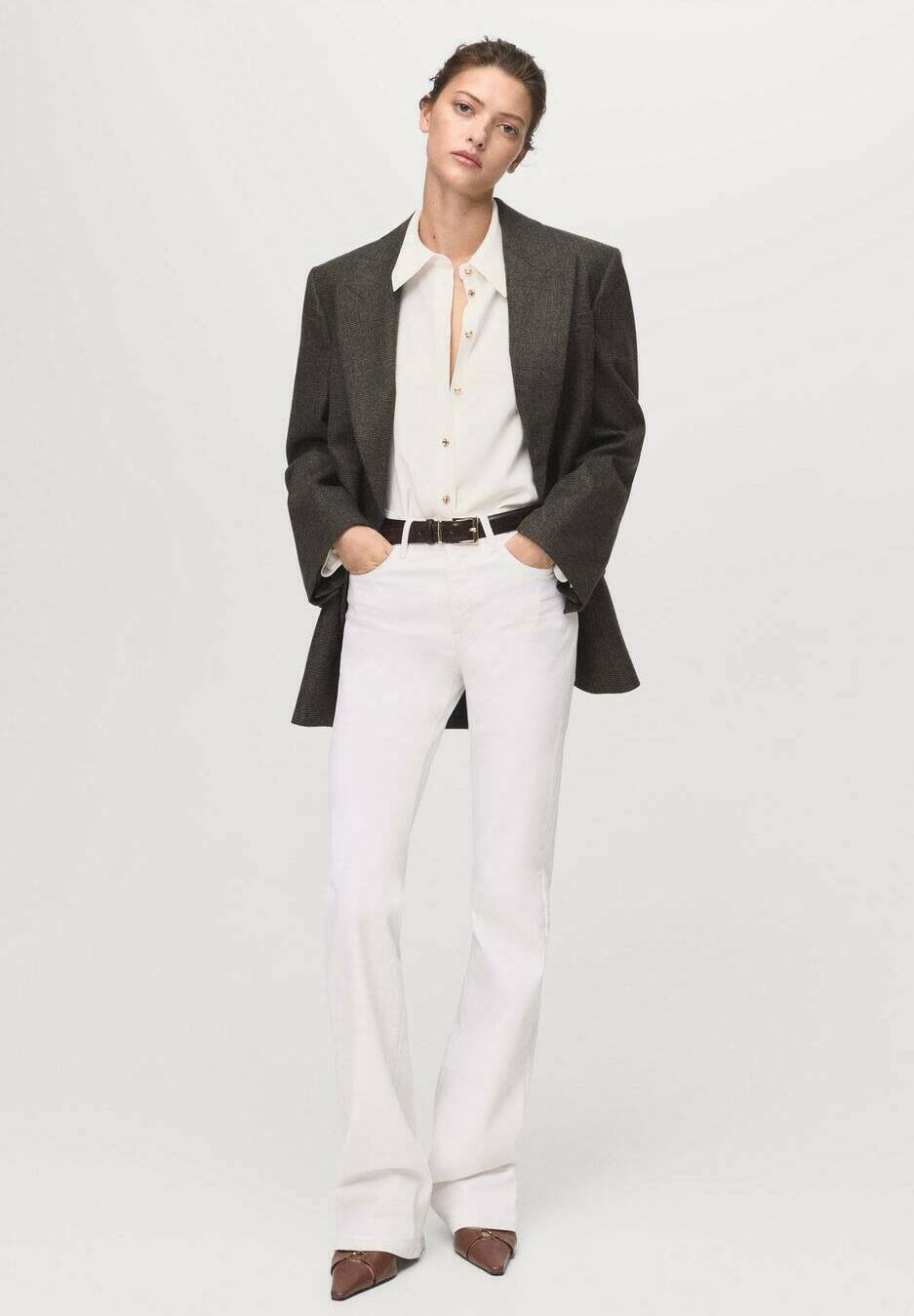 Mango ADULT - Camicetta con bottoni - bianco sporco