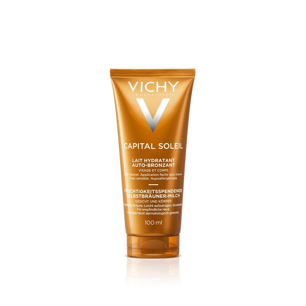 Vichy Ideal Soleil fuktighetsgivende selvbruningsmelk for ansikt og kropp – 100 ml