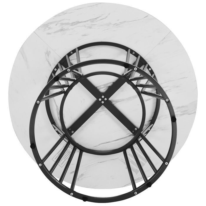 Kitchen Table - Modern Marble - Metal Legs - Diameter 100cm - Black