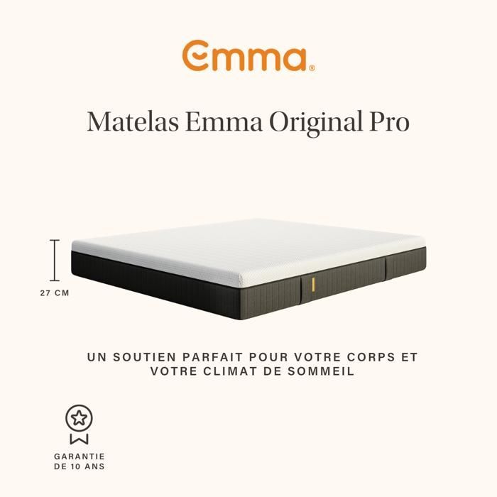 EMMA | Original Pro Mattress 160x200 | Premium Comfort Springs + Memory Foam | 7 Zones 7 Layers | Thermoregulating | 27cm