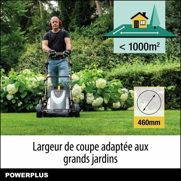 Rasaerba elettrico - POWERPLUS - POWPG6290 - 1800 W - Diametro di taglio 460 mm - Con raccolta, mulching e scarico posteriore