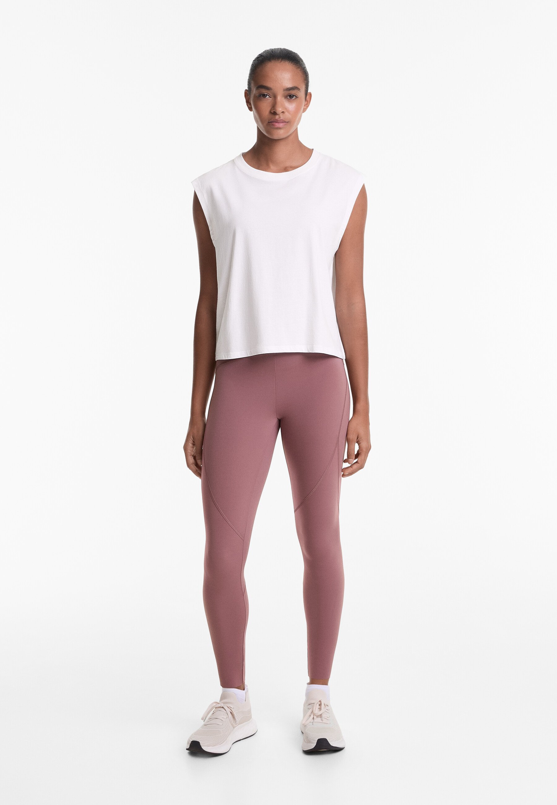 OYSHO SLEEVELESS SØMLØS T-skjorte - white