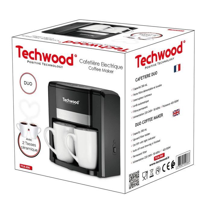 Cafetière - Duo - 2 Tasses - Céramique - 0,6L - Filtre Permanent Lavable