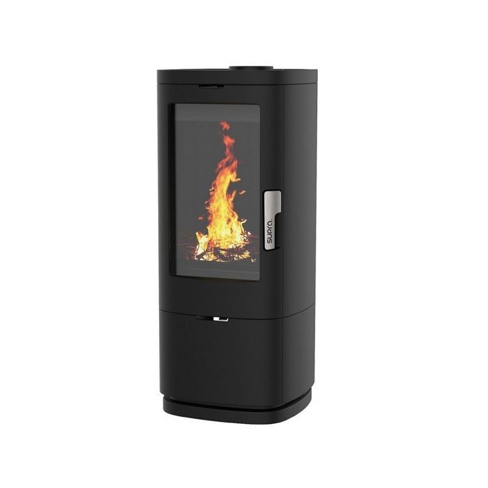 Estufa de leña de hierro fundido Supra de 11,5 kW, color negro Masonite - FR9016180B