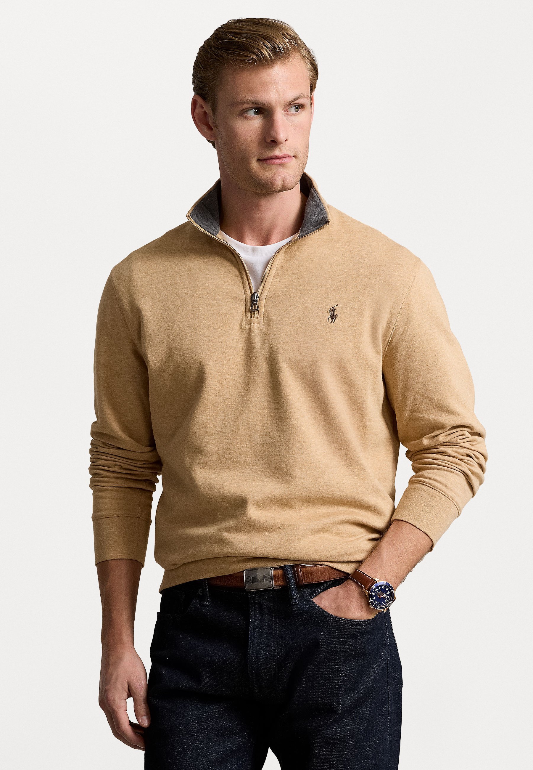 Polo Ralph Lauren LUKSUZNI DRESERSKI PULLOVER S ČETVRTINSKIM ZATVARAČEM - Majica s kapuljačom - klasična boja devine vrijeske