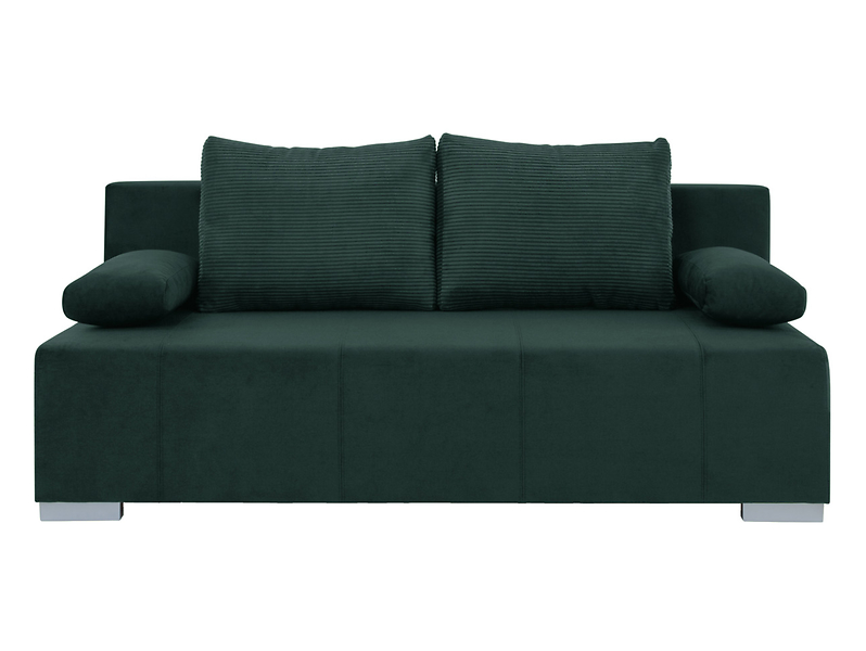 Sofa trzyosobowa Street IV rozkładana z pojemnikiem welurowa zielona