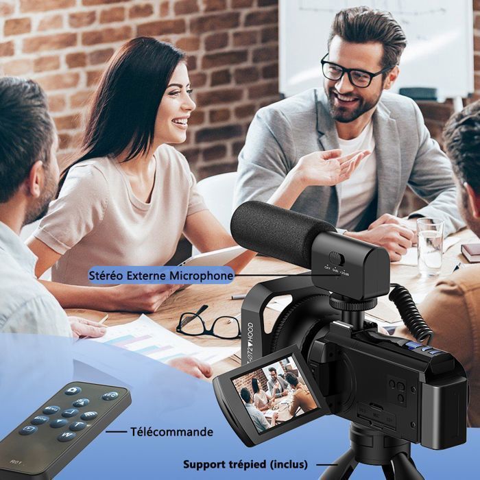 Câmera de vídeo Campark 5k Full HD 56MP para vlogs com tela sensível ao toque de 3