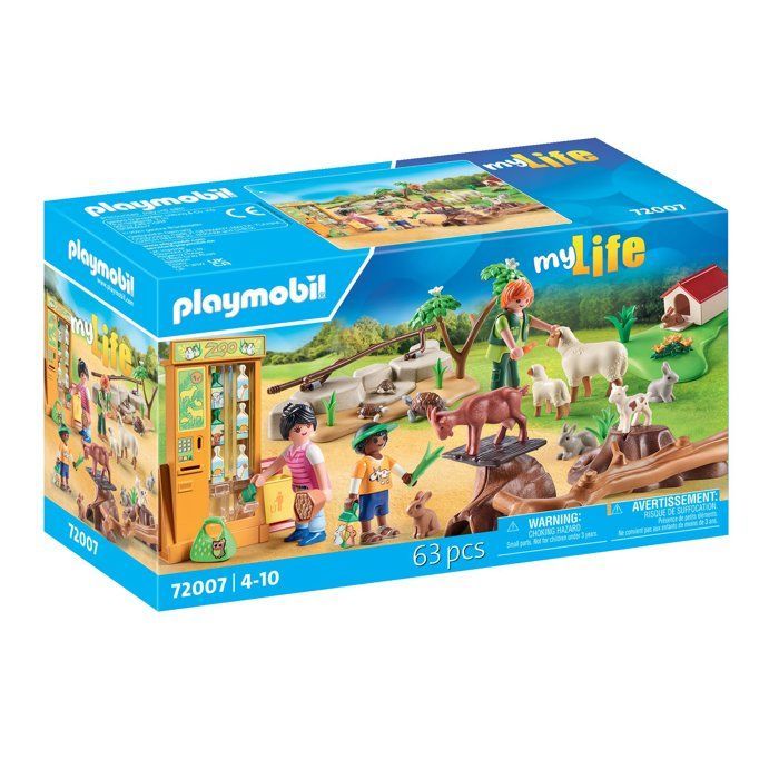 PLAYMOBIL 72007 Alla scoperta degli animali nella fattoria e nello zoo, 63 pezzi, età 4+