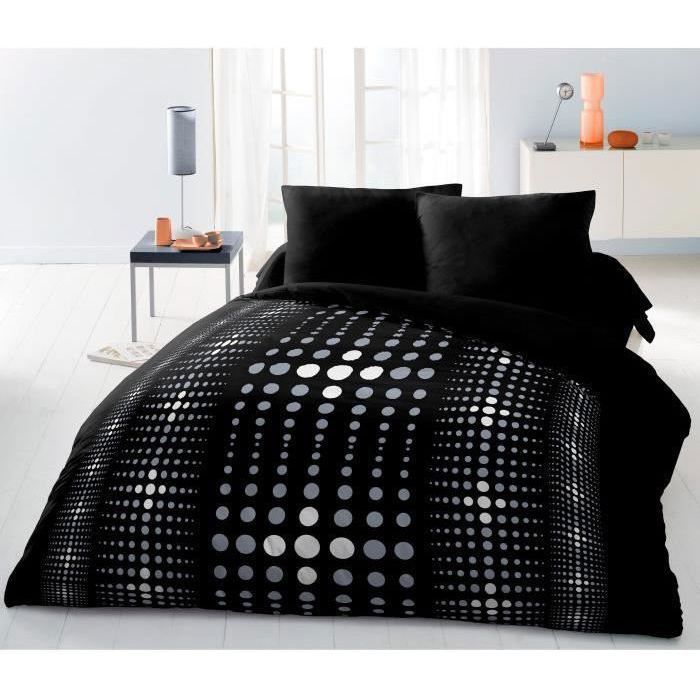 Juego de funda nórdica de microfibra STEEVY de 220x240 cm y 2 fundas de almohada de 63x63 cm, color negro.