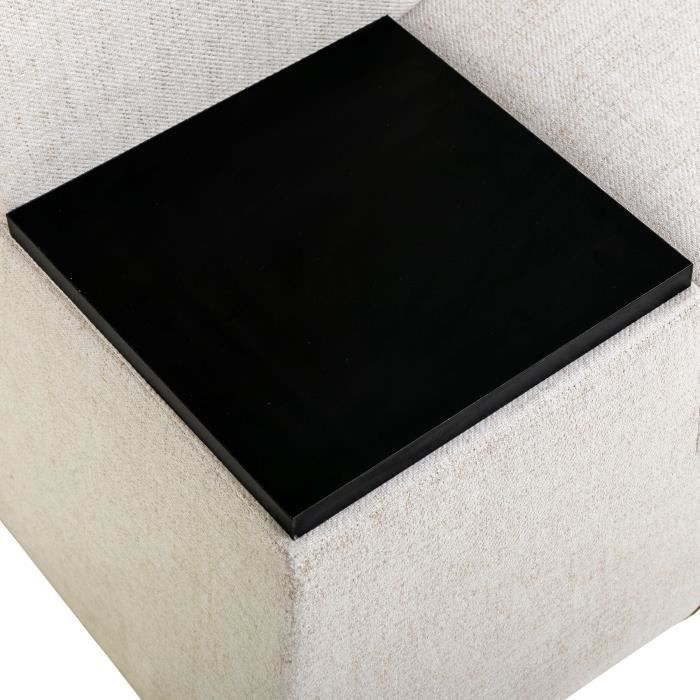 Sofá esquinero convertible reversible - 4/5 plazas - KELIO - Tela beige - 3 reposacabezas - 245 x 184 x 77/87 cm