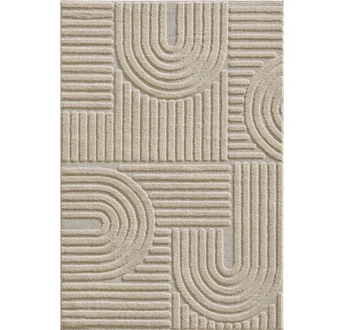 Carpetsale24 Tapis de Salon ou chambre en Beige 160 x 230 cm style bohème scandinave avec effet haut-bas tapis décoratif
