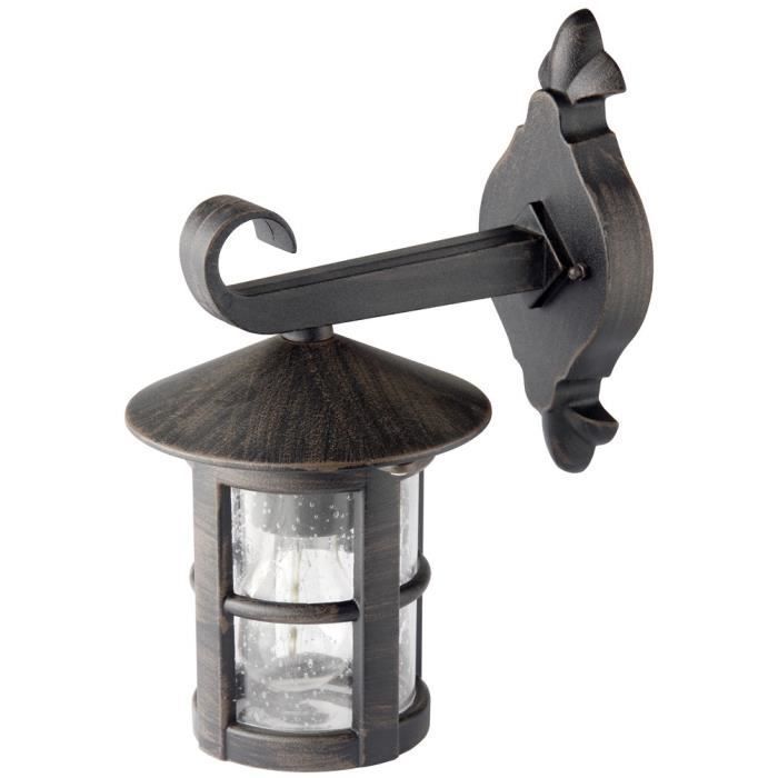 Applique extérieure descendante Jordy - BRILLIANT - Noir et rouille - Métal et verre - 60W