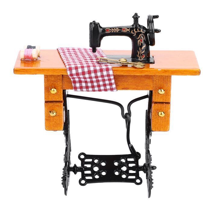 Machine à coudre en bois pour maison de poupée 1:12, meubles miniatures, pour accessoires de maison de poupée, jouet de YYV
