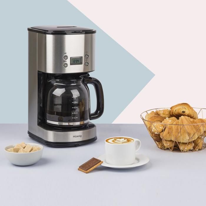 Cafetière filtre programmable H.KOENIG MG30 - 12-20 tasses - Gris - Arrêt automatique