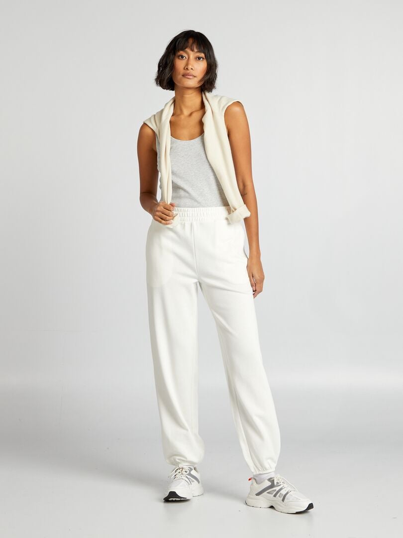 Fleece joggingbroek - WIT