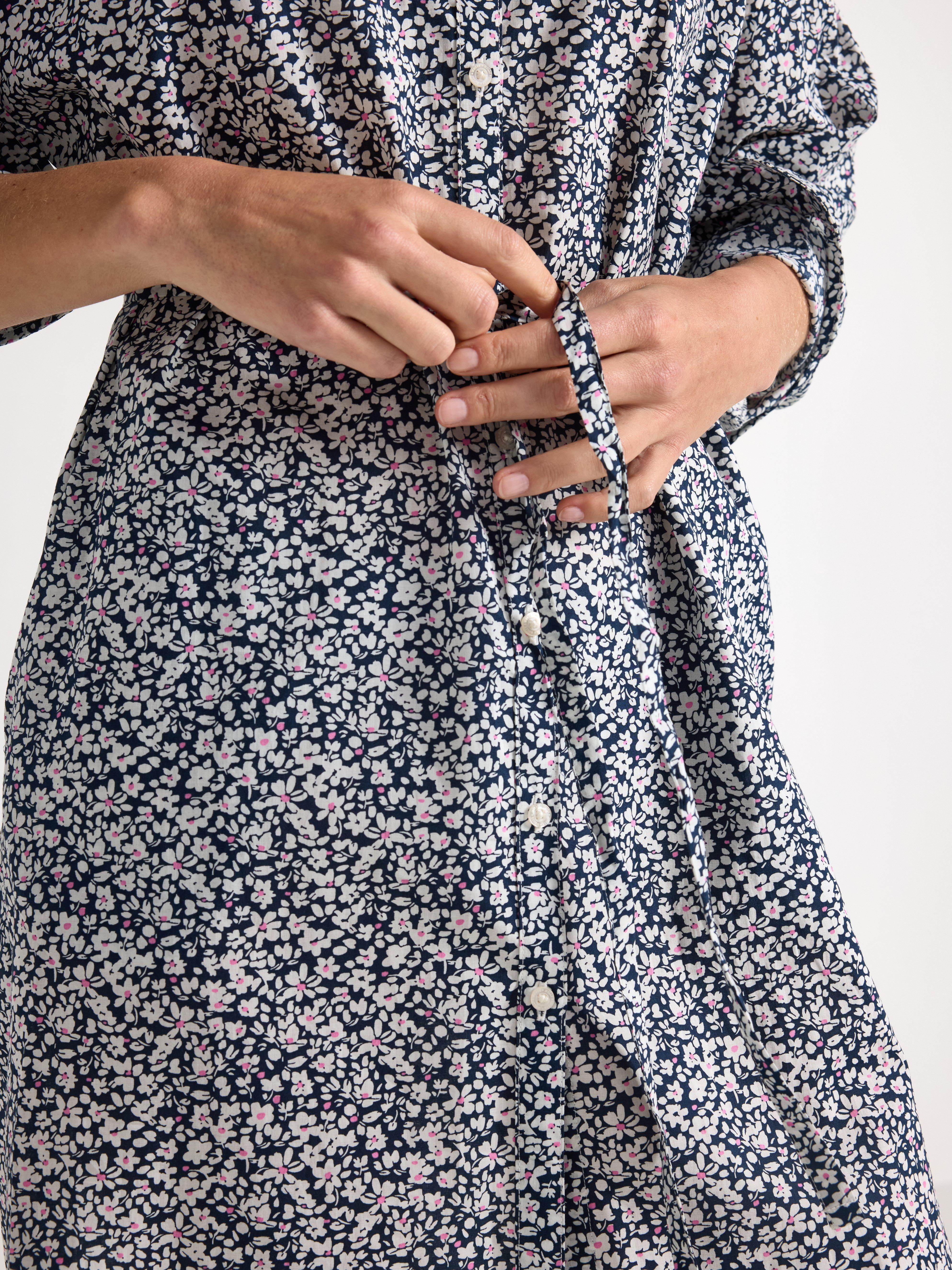 Vestido camisero corto azul marino