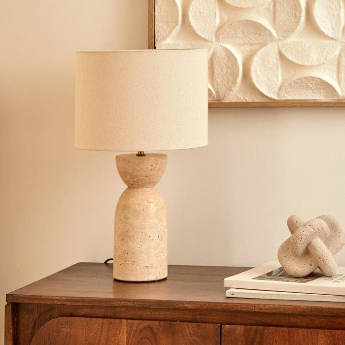 Erin beige mushroom table lamp, mains powered, H47.5cm - Atmosphera Interior Designer