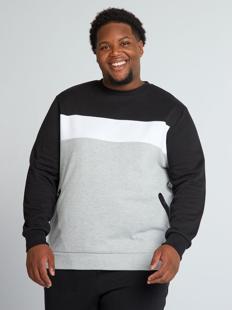 Sweatshirt van katoenen piqué met zakken - Zwart